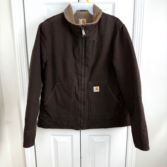 Carhartt Jackets & Blazers - Carhartt Sherpa Lined Jacket Womens Large Brown Workwear Chore Coat Gorpcore
